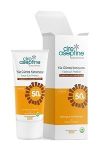 Cire Aseptine 50 Faktör Tüm Ciltler İçin Leke Karşıtı Nemlendirici Yaşlanma Karşıtı Suya Dayanıklı Yüz ve Vücut Güneş Kremi 50 ml