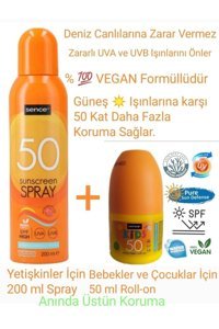Sence 50 Faktör Tüm Ciltler İçin Leke Karşıtı Nemlendirici Yağsız Suya Dayanıklı Yüz ve Vücut Güneş Kremi 50 ml