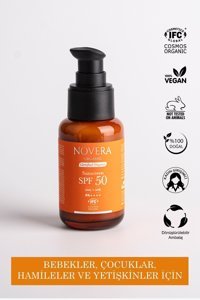 Novera Organic 50 Faktör Hassas Ciltler İçin Nemlendirici Suya Dayanıklı Yüz Güneş Kremi 50 ml