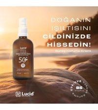 Lucid Biochemical Sun Protection 50 Faktör Tüm Ciltler İçin Leke Karşıtı Nemlendirici Yağsız Suya Dayanıklı Yüz Ve Vücut Güneş Losyonu 100 ml