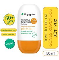 Tiny Green Invisible Sun Fluıd 50 Faktör Tüm Ciltler İçin Leke Karşıtı Nemlendirici Yağsız Suya Dayanıklı Yüz Güneş Sütü 50 ml
