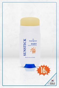Beauugreen Daily Fresh Sun Stick 50 Faktör Tüm Ciltler İçin Leke Karşıtı Nemlendirici Yağsız Suya Dayanıklı Yüz ve Vücut Güneş Kremi 16 ml