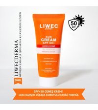 Liwecderma Sun Cream 50 Faktör Tüm Ciltler İçin Leke Karşıtı Nemlendirici Yağsız Suya Dayanıklı Yüz Güneş Kremi 50 ml