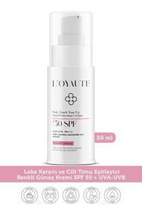 Loyaute 50 Faktör Tüm Ciltler İçin Leke Karşıtı Nemlendirici Yağsız Suya Dayanıklı Yüz ve Vücut Güneş Kremi 50 ml