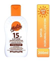 Malibu 15 Faktör Tüm Ciltler İçin Nemlendirici Suya Dayanıklı Yüz ve Vücut Güneş Losyonu 200 ml
