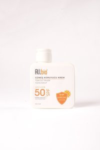 Allbi̇o 50 Faktör Tüm Ciltler İçin Leke Karşıtı Nemlendirici Yağsız Suya Dayanıklı Yüz ve Vücut Güneş Kremi 100 ml