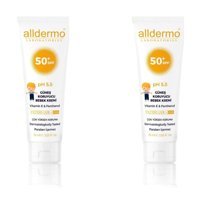 Alldermo 50 Faktör Tüm Ciltler İçin Leke Karşıtı Nemlendirici Yağsız Suya Dayanıklı Yüz ve Vücut Güneş Kremi 75 ml