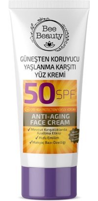 Bee Beauty 50 Faktör Tüm Ciltler İçin Leke Karşıtı Nemlendirici Yaşlanma Karşıtı Yağsız Suya Dayanıklı Yüz ve Vücut Güneş Kremi 50 ml