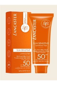 Lancaster Sun Sensivite 50 Faktör Tüm Ciltler İçin Leke Karşıtı Nemlendirici Yaşlanma Karşıtı Yağsız Suya Dayanıklı Yüz ve Vücut Güneş Kremi 50 ml