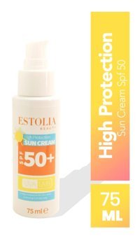 Estolia 50 Faktör Tüm Ciltler İçin Leke Karşıtı Nemlendirici Yağsız Suya Dayanıklı Yüz ve Vücut Güneş Kremi 75 ml