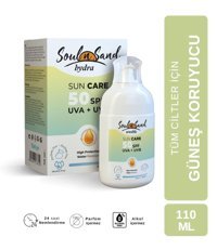 Soul N Sand 50 Faktör Tüm Ciltler İçin Leke Karşıtı Nemlendirici Yağsız Suya Dayanıklı Yüz ve Vücut Güneş Kremi 50 ml