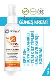 Elvons 55 Faktör Tüm Ciltler İçin Leke Karşıtı Nemlendirici Suya Dayanıklı Yüz Güneş Kremi 125 ml