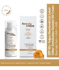 Beauty&More Amber 50 Faktör Tüm Ciltler İçin Leke Karşıtı Nemlendirici Yağsız Suya Dayanıklı Yüz ve Vücut Güneş Kremi 50 ml