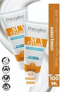 Purenative 50 Faktör Tüm Ciltler İçin Nemlendirici Suya Dayanıklı Yüz Güneş Kremi 100 ml