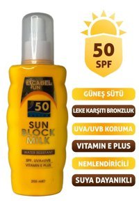 Escabel 50 Faktör Tüm Ciltler İçin Nemlendirici Suya Dayanıklı Yüz ve Vücut Güneş Sütü 200 ml