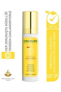 Discover Beauty Style Beauty 50 Faktör Tüm Ciltler İçin Leke Karşıtı Nemlendirici Yağsız Suya Dayanıklı Yüz ve Vücut Güneş Kremi 50 ml