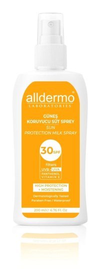 Alldermo 30 Faktör Tüm Ciltler İçin Nemlendirici Suya Dayanıklı Yüz Güneş Kremi 200 ml