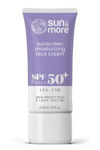 Sun&More 50 Faktör Tüm Ciltler İçin Leke Karşıtı Nemlendirici Yağsız Suya Dayanıklı Yüz Güneş Kremi 50 ml