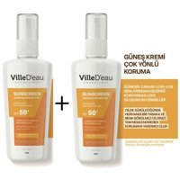 Villed'Eau 50 Faktör Tüm Ciltler İçin Leke Karşıtı Nemlendirici Suya Dayanıklı Yüz ve Vücut Güneş Kremi 125 ml