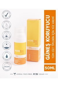 Morebac Beauty And Care 50 Faktör Tüm Ciltler İçin Leke Karşıtı Nemlendirici Yağsız Suya Dayanıklı Yüz Güneş Kremi 50 ml