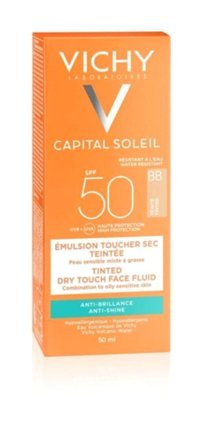 Vichy 50 Faktör Yağlı Ciltler İçin Leke Karşıtı Nemlendirici Yağsız Suya Dayanıklı Yüz ve Vücut Güneş Kremi 50 ml
