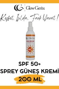 Glow Genix 50 Faktör Tüm Ciltler İçin Leke Karşıtı Nemlendirici Suya Dayanıklı Yüz ve Vücut Güneş Kremi 200 ml