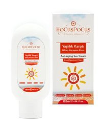 Hocus Pocus Anti-Aging Sun Cream 50 Faktör Tüm Ciltler İçin Leke Karşıtı Nemlendirici Yaşlanma Karşıtı Aydınlatıcı Yağsız Suya Dayanıklı Yüz ve Vücut Güneş Kremi 120 ml