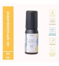 Pure Project 50 Faktör Tüm Ciltler İçin Leke Karşıtı Nemlendirici Yağsız Suya Dayanıklı Yüz ve Vücut Güneş Kremi 50 ml
