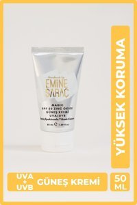 Handmade By Emi̇ne Saraç Magic 50 Faktör Tüm Ciltler İçin Leke Karşıtı Nemlendirici Yağsız Suya Dayanıklı Yüz ve Vücut Güneş Kremi 50 ml