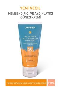 Luis Bien Antı Blemish High Protection 50 Faktör Tüm Ciltler İçin Leke Karşıtı Nemlendirici Yağsız Suya Dayanıklı Yüz ve Vücut Güneş Kremi 50 ml