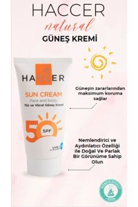Haccer 50 Faktör Tüm Ciltler İçin Leke Karşıtı Nemlendirici Yağsız Suya Dayanıklı Yüz ve Vücut Güneş Kremi 50 ml