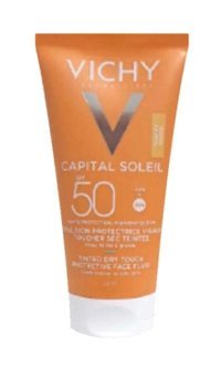 Vichy Capital Soleil Renkli 50 Faktör Tüm Ciltler İçin Leke Karşıtı Nemlendirici Yağsız Suya Dayanıklı Yüz Güneş Kremi 50 ml