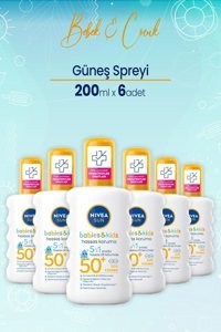 Nivea Sun 50 Faktör Hassas Ciltler İçin Nemlendirici Suya Dayanıklı Yüz ve Vücut Güneş Kremi 6x200 ml