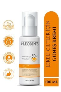 Leodi̇ns 50 Faktör Tüm Ciltler İçin Leke Karşıtı Nemlendirici Yağsız Suya Dayanıklı Yüz ve Vücut Güneş Kremi 100 ml