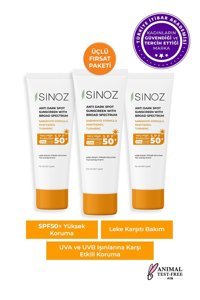 Si̇noz 50 Faktör Kuru Ciltler İçin Nemlendirici Suya Dayanıklı Yüz ve Vücut Güneş Kremi 50 ml