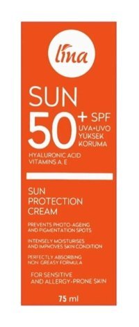 Lina 50 Faktör Tüm Ciltler İçin Nemlendirici Suya Dayanıklı Yüz Güneş Kremi 75 ml