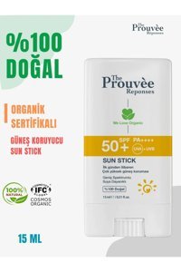The Prouvee Reponses Stick 50 Faktör Tüm Ciltler İçin Leke Karşıtı Nemlendirici Yağsız Suya Dayanıklı Yüz ve Vücut Güneş Kremi 15 ml