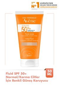 Avene Renkli 50 Faktör Normal Ciltler İçin Nemlendirici Kapatıcılı Suya Dayanıklı Yüz Güneş Kremi 50 ml