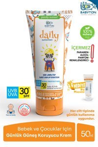 Babyton 50 Faktör Tüm Ciltler İçin Nemlendirici Suya Dayanıklı Yüz Güneş Kremi 50 ml