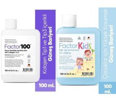 Factor100 50 Faktör Tüm Ciltler İçin Nemlendirici Suya Dayanıklı Yüz Güneş Kremi 100 ml
