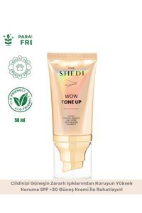 The Shedi 30 Faktör Tüm Ciltler İçin Leke Karşıtı Nemlendirici Yağsız Suya Dayanıklı Yüz ve Vücut Güneş Kremi 50 ml