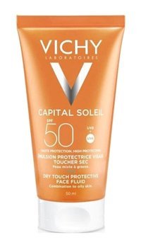 Vichy 50 Faktör Tüm Ciltler İçin Leke Karşıtı Nemlendirici Yağsız Suya Dayanıklı Yüz ve Vücut Güneş Kremi 50 ml