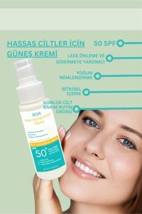Roa 50 Faktör Hassas Ciltler İçin Nemlendirici Suya Dayanıklı Yüz Güneş Kremi 50 ml