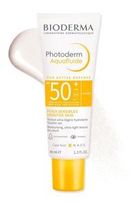 Bioderma Aquafluide 50 Faktör Yağlı Ciltler İçin Leke Karşıtı Nemlendirici Suya Dayanıklı Yüz ve Vücut Güneş Kremi 40 ml