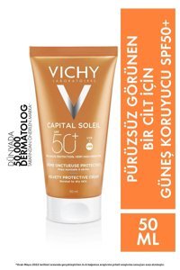 Vichy Capital Soleil 50 Faktör Tüm Ciltler İçin Leke Karşıtı Nemlendirici Yağsız Suya Dayanıklı Yüz Güneş Kremi 50 ml