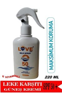 Love Sun 50 Faktör Tüm Ciltler İçin Nemlendirici Suya Dayanıklı Yüz Güneş Kremi 220 ml