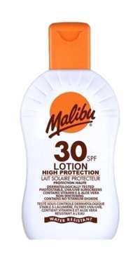 Malibu 30 Faktör Tüm Ciltler İçin Nemlendirici Suya Dayanıklı Yüz Güneş Losyonu 200 ml