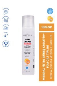Alchimia Natural Care Sun Cream 50 Faktör Tüm Ciltler İçin Leke Karşıtı Nemlendirici Yağsız Suya Dayanıklı Yüz ve Vücut Güneş Kremi 100 ml
