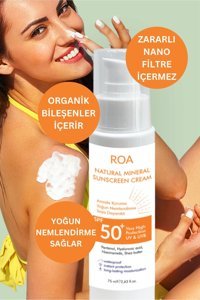 Roa 50 Faktör Tüm Ciltler İçin Leke Karşıtı Nemlendirici Yağsız Suya Dayanıklı Yüz ve Vücut Güneş Kremi 75 ml