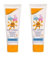 Sebamed Baby 50 Faktör Tüm Ciltler İçin Leke Karşıtı Nemlendirici Yağsız Suya Dayanıklı Yüz ve Vücut Güneş Kremi 2x75 ml